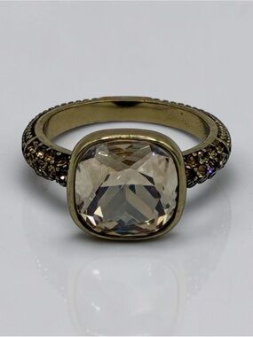 Heidi Daus Gold-Tone Champagne Crystal Statement Ring Size 9.75